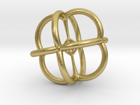 4d Polytope Jewelry - Abstract Math Art Pendant 3D in Natural Brass
