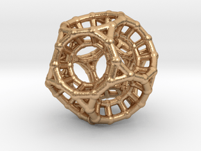 4d Polytope Bead - Non-Euclidean Math Art Pendant  in Natural Bronze