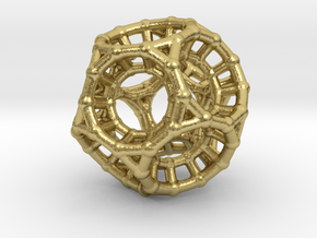 4d Polytope Bead - Non-Euclidean Math Art Pendant  in Natural Brass