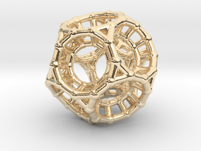 4d Polytope Bead - Non-Euclidean Math Art Pendant  in 14k Gold Plated Brass