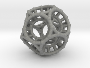 4d Polytope Bead - Non-Euclidean Math Art Pendant  in Gray PA12