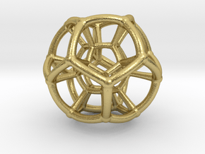 4d Hypersphere Bead - Abstract Math Art Pendant 3D in Natural Brass