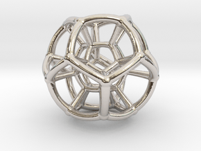4d Hypersphere Bead - Abstract Math Art Pendant 3D in Platinum