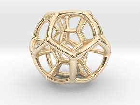 4d Hypersphere Bead - Abstract Math Art Pendant 3D in 14k Gold Plated Brass