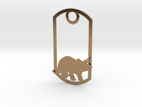 Triceratops dog tag in Natural Brass