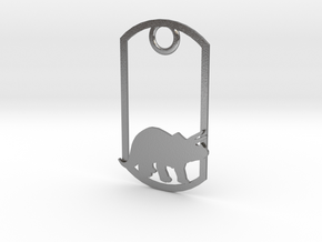 Triceratops dog tag in Natural Silver