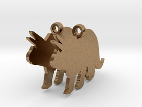 Triceratops earrings in Natural Brass