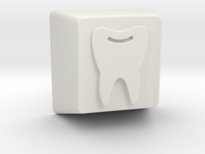 Tooth Keycap - 1U R1 in White Natural Versatile Plastic
