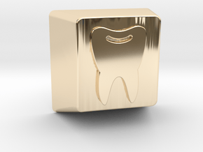 Tooth Keycap - 1U R1 in 14k Gold Plated Brass