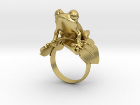 Frog Ring in Natural Brass