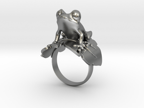 Frog Ring in Natural Silver