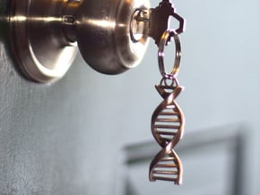 DNA Helix Keychain Charm in Polished Bronzed Silver Steel