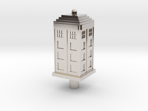 Floating Police Box Keycap in Rhodium Plated Brass