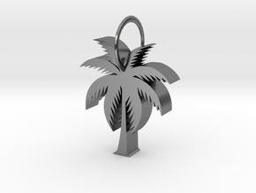 Palm Tree Pendant in Polished Silver