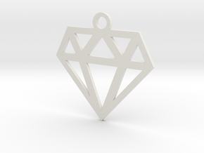 Diamond Lines Necklace Pendant in White Natural Versatile Plastic