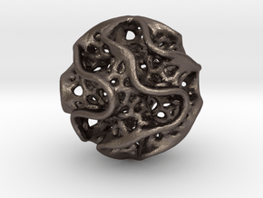 Small Gyroid Sphere in Polished Bronzed-Silver Steel