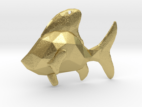 Sea Fish - Nautical Charm 3D Faceted Pendant in Natural Brass