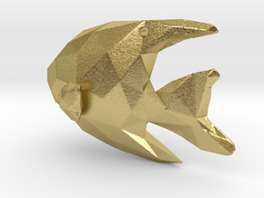 Angelfish - Ocean Charm Origami 3D Pendant  in Natural Brass