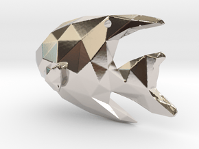 Angelfish - Ocean Charm Origami 3D Pendant  in Rhodium Plated Brass
