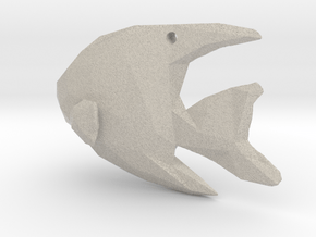 Angelfish - Ocean Charm Origami 3D Pendant  in Natural Sandstone