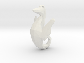 Sea Horse - Ocean Charm  Hippocampus 3D Pendant in White Natural Versatile Plastic