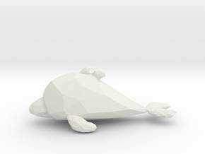 Dolphin - Ocean Charm Triangle 3D Pendant in White Natural Versatile Plastic