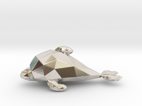 Dolphin - Ocean Charm Triangle 3D Pendant in Platinum