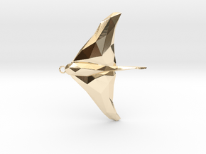 Stingray - Ocean Charm 3D Model - Faceted Pendant in 14K Yellow Gold