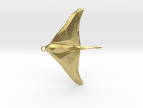 Stingray - Ocean Charm 3D Model - Faceted Pendant in Natural Brass