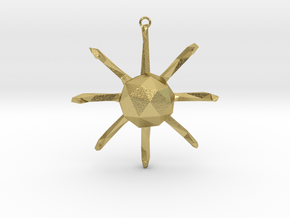 Octopus - Nautical Charm Faceted 3D Pendant in Natural Brass