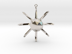 Octopus - Nautical Charm Faceted 3D Pendant in Platinum