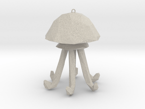 Jellyfish - Nautical Charm Faceted  3D Pendant  in Natural Sandstone