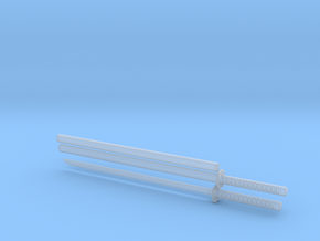 Long katana - 1:12 scale - Straight blade - Tsuba in Smooth Fine Detail Plastic