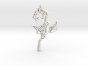 Glass Rose Necklace Pendant in White Natural Versatile Plastic