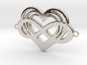 Multi-heart Polyamory Bracelet Charm in Rhodium Plated Brass