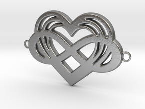 Multi-heart Polyamory Bracelet Charm in Natural Silver