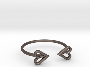 FLYHIGH: Open Heart Skinny Bracelet in Polished Bronzed Silver Steel