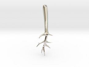 Spiny Bead - Jewelry Pendant 3D Model with Barb in Rhodium Plated Brass