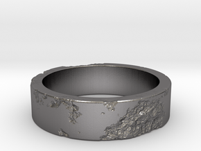 Rock Ring_R01 in Polished Nickel Steel: 8 / 56.75