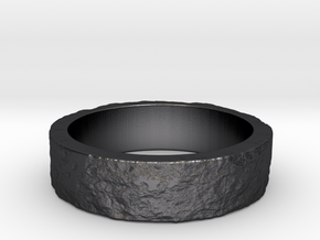 Rock Ring_R02 in Polished and Bronzed Black Steel: 8 / 56.75