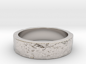 Rock Ring_R02 in Rhodium Plated Brass: 6 / 51.5