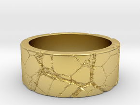 Rock Ring_R06 in Polished Brass: 8 / 56.75
