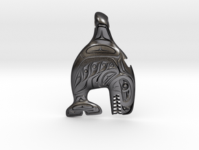 Haida Gwaii - Killer Whale in Polished and Bronzed Black Steel