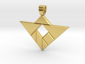 Square hole tangram [pendant] in Polished Brass