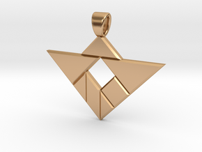 Square hole tangram [pendant] in Polished Bronze