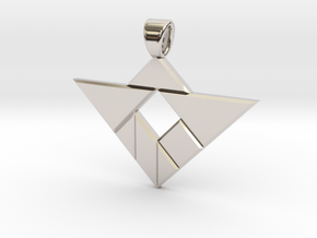 Square hole tangram [pendant] in Platinum