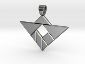 Square hole tangram [pendant] in Polished Silver