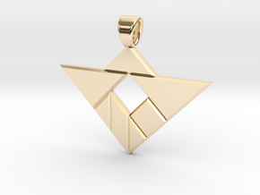 Square hole tangram [pendant] in 14k Gold Plated Brass
