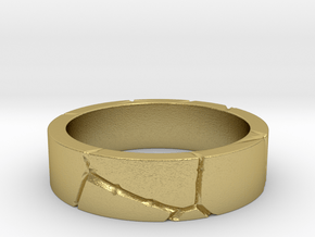 Rock Ring_R08 in Natural Brass: 6 / 51.5