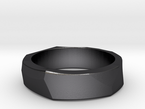 Rock Ring_R13 in Polished and Bronzed Black Steel: 8 / 56.75